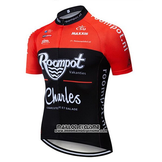 2019 Maillot Ciclismo Roompot Charles Rouge Noir Manches Courtes et Cuissard